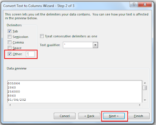 Menghilangkan tanda kutip satu dalam Excel dengan menu Text to Columns - Other